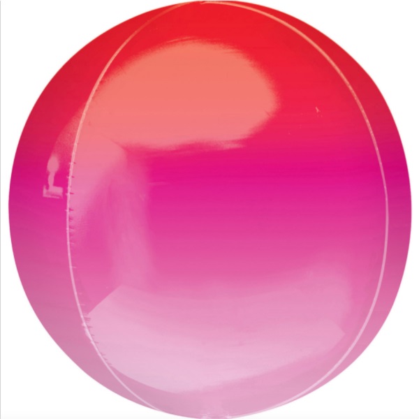 Balónik fóliový OBRZ guľa Ombré červeno-ružová 40 cm