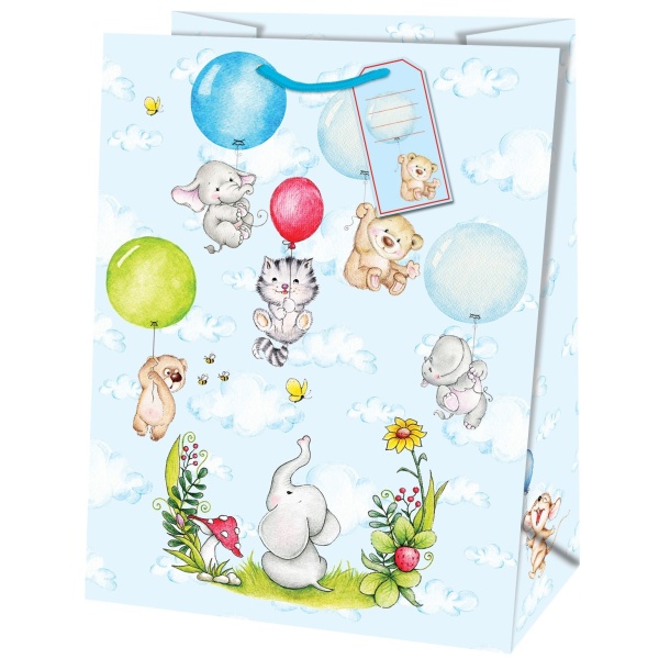Taška darčeková Jumbo Zvieratká s balónikmi 33 x 13,7 x 44,5 cm