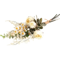 Zvzok umelch kvetov Ruou a margartom s listami 38 cm