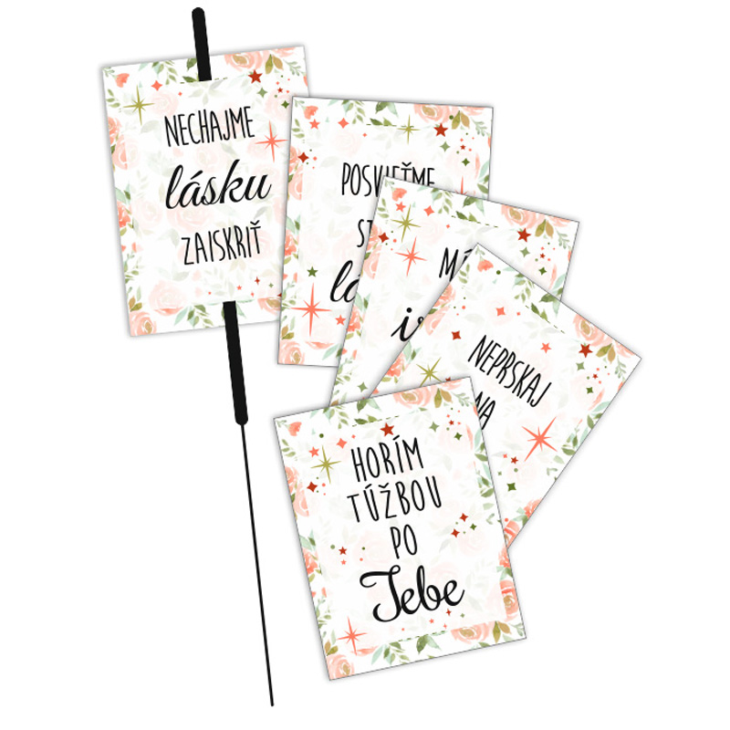 Slovenské kartičky na svadobné prskavky Flowers 5 + 2 SK