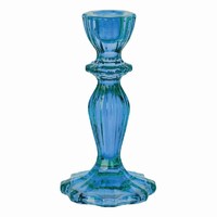 Svietnik sklenen modr vysok 16 cm