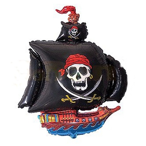 Balónik fóliový Pirátsky koráb čierny