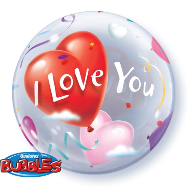 Balónová bublina I love you so srdiečkami