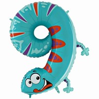 Balón fóliový číslice "9" ještěrka