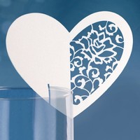 Jmenovky na skleničku Srdce dekor 10ks