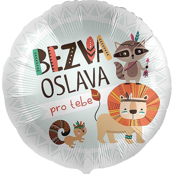 BALÓNIK fóliový BEZVA oslava pro tebe - zvieratká 43cm