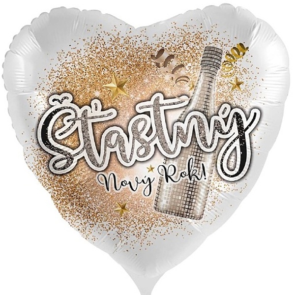 Bal�nek foliov� �esk� n�pis srdce ��astn� nov� rok 43 cm