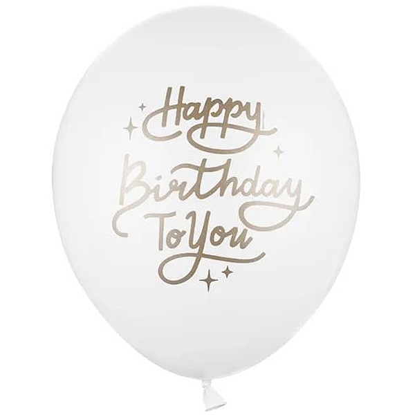 Balnky 30 cm, Happy Birthday To You, Pastel Pure White (1 bal./50 ks)