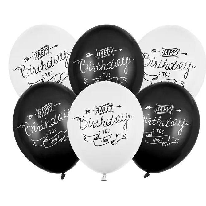 Balnky 30cm, Happy Birthday, Pastel mix (1 bal./6 ks)