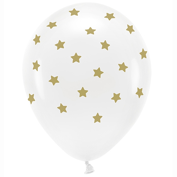 Ekologick� bal�ny 33 cm pastelov�, Hv�zdi�ky, b�l� (1 bal. / 6 ks.)