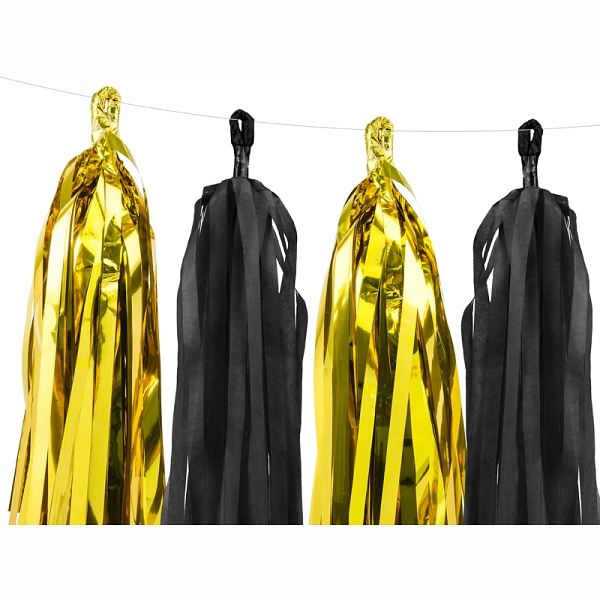 E-shop GIRLANDA strapcová zlato-čierna 30 cm x 1,5 m