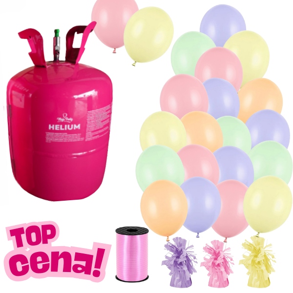 Helium s balonky 30 x 23 cm - pastel - 3 ttka - stuha