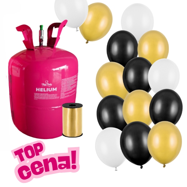 Helium s balonky 30 x 23 cm - zlat, ern bl