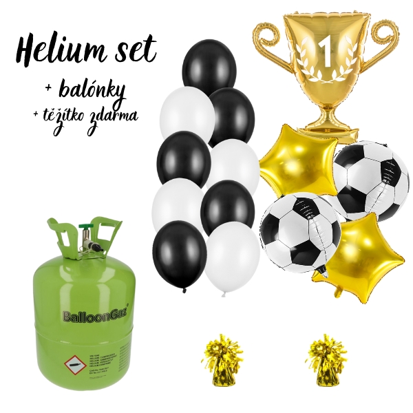 Helium set - Výhodná kombinace helium s balonky Fotbal winner