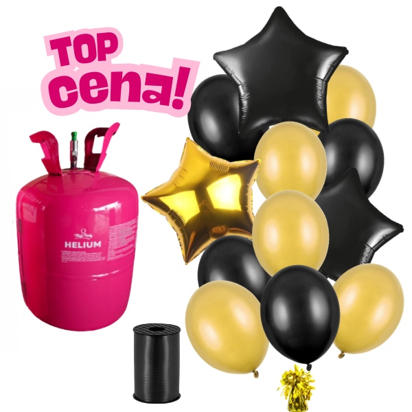 Helium set - V�hodn� kombinace bal�nk� a helia Narozeniny Black Gold
