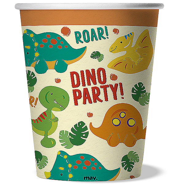 E-shop Kelímky papierové Dino party Color 250 ml, 8 ks