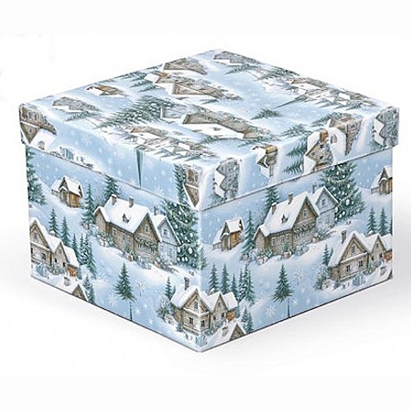 Krabice dárková zasněžená krajina G 20 x 20 x 14 cm
