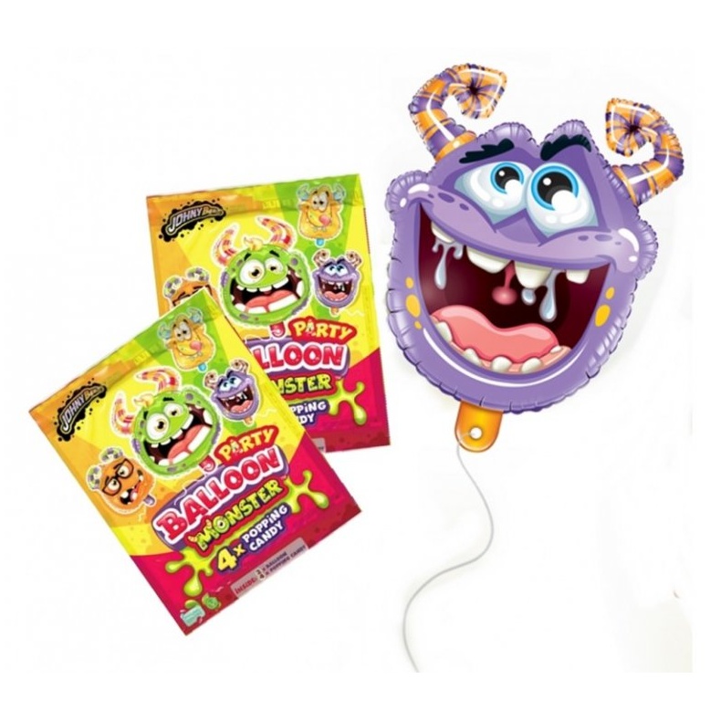 Monster party - Balóniky s cukrovinkou 2x 40 cm + 4x 2g prášok