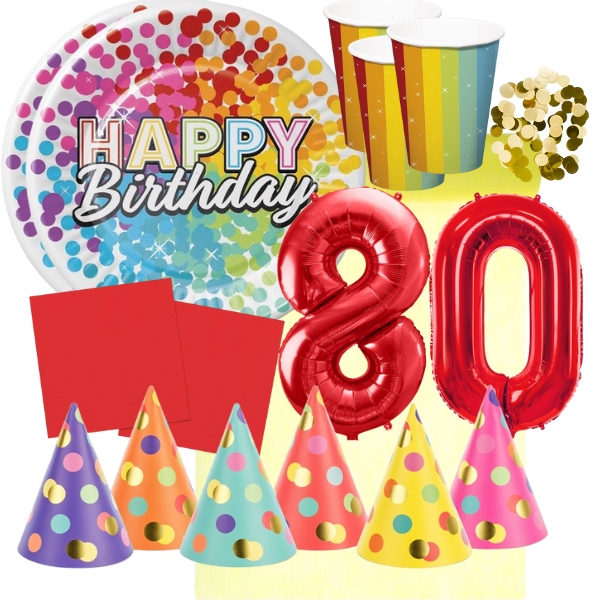 Party sada 80. narodeniny - farebn oslava pre 6 osb