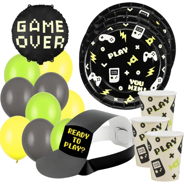 E-shop Party set Game over- tanieriky, servítky, tégliky, čiapočky