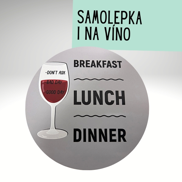 E-shop Samolepka "Breakfest, lunch, dinner" sivá 10 cm