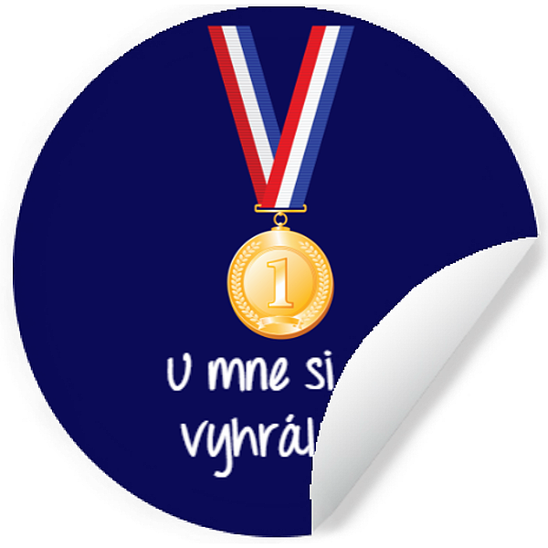 E-shop Samolepka "U mne si to vyhrál" Medaila modrá 10 cm