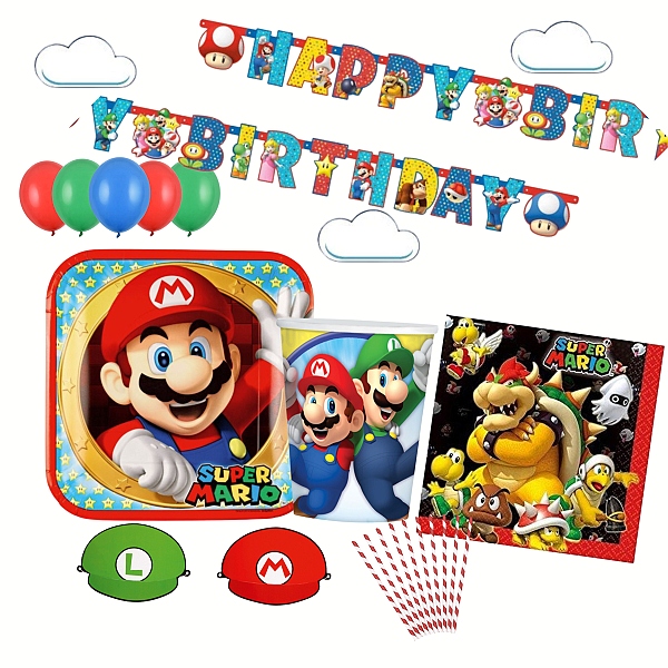 Super Mario-Party sada s balnikmi zdarma-pre 8 osb