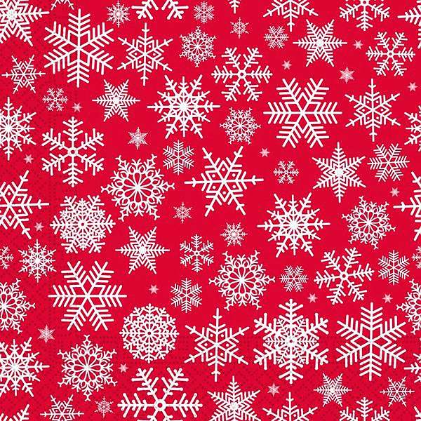 Ubrousky pap�rov� �erven� se sn�hov�mi vlo�kami 33x33 cm 20 ks