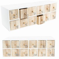 ADVENTNÝ kalendár drevený šuplíky 40,5 x 13,5 x 14 cm