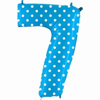 BALÓNEK FÓLIOVÝ číslo 7 modrý s puntíky 1 ks