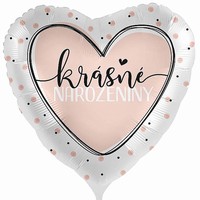 BALNIK fliov Srdce Krsne narodeniny s bodkami 43 cm