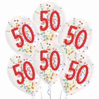 BALNKY latexov transparentn s konfetami "50" 27,5cm 6ks
