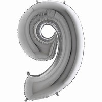 Balón fóliové číslice stříbrné 9