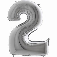 Balón fóliové číslo stříbrné 2