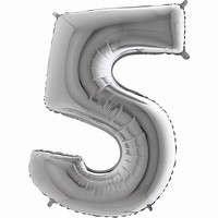 Balón fóliové číslo stříbrné 5