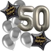 Balonkov set 50 narozeniny stbrn