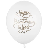 Balnky 30 cm, Happy Birthday To You, Pastel Pure White (1 bal./50 ks)