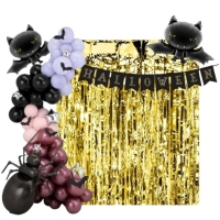 Halloween - fotopozad� s balonkovou dekorac� a bannerem