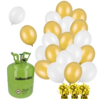 Hlium + 30 balnikov gold+ biela 23 cm + 3 zlat adl