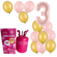 Helium - Balonkov buket 3 narozeniny rovo zlat