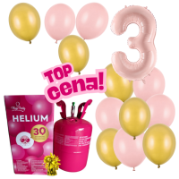 Helium - Balonkov buket 3 narozeniny rovo zlat