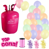 Helium s balonky 30 x 23 cm - pastel - 3 ttka - stuha