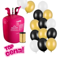 Helium s balonky 30 x 23 cm - zlat, ern bl