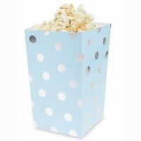 KRABIČKY na popcorn modré se stříbrnými penízky 4ks