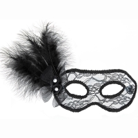 Maska karnevalov� �ern� krajkov� s pe��m