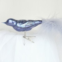 OZDOBA VIANOČNÁ Tmavo modrý porcelán vták veľký