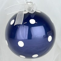 OZDOBA VIANOČNÁ  modrý porcelán -  guľa s  bodkami 8cm