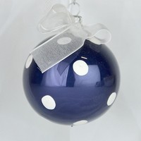 OZDOBA VIANOČNÁ modrý porcelán s bodkou - guľa 6 cm