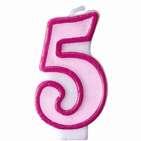SVÍČKA dortová "5" růžová 1ks