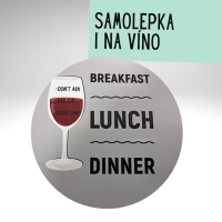 Samolepka "Breakfest, lunch, dinner" sivá 10 cm